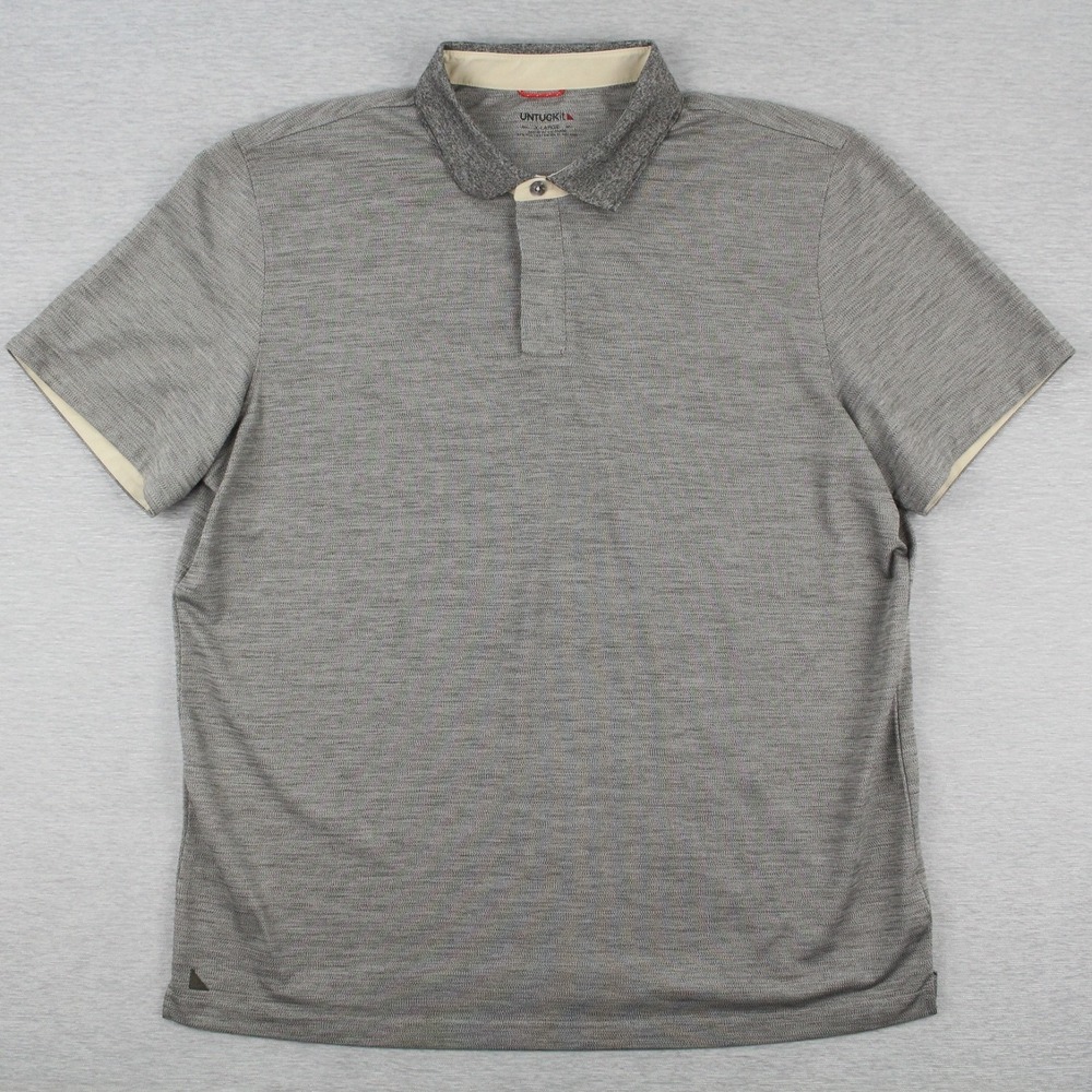 Untuckit Hannifer Polo Shirt Mens Size XL Gray Polyester Stretch